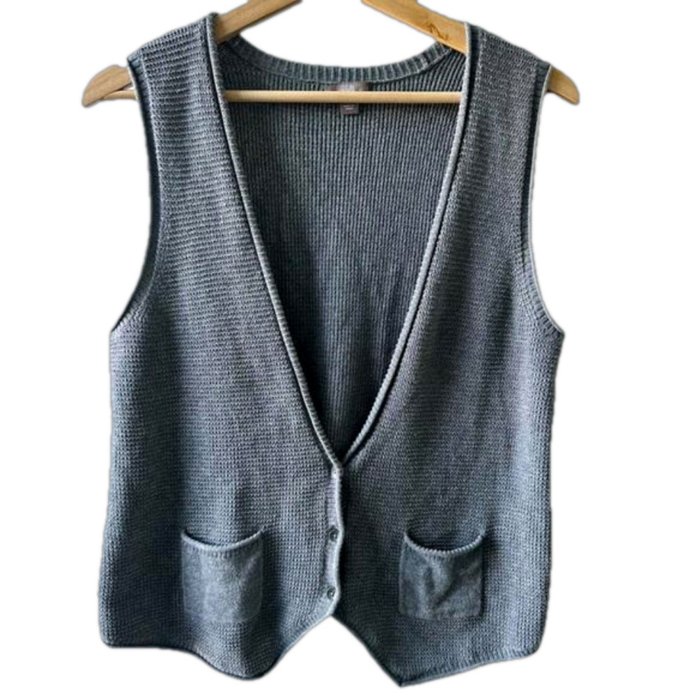 J. Jill grey waffle knit vest, size medium-business casual, preppy, oversized